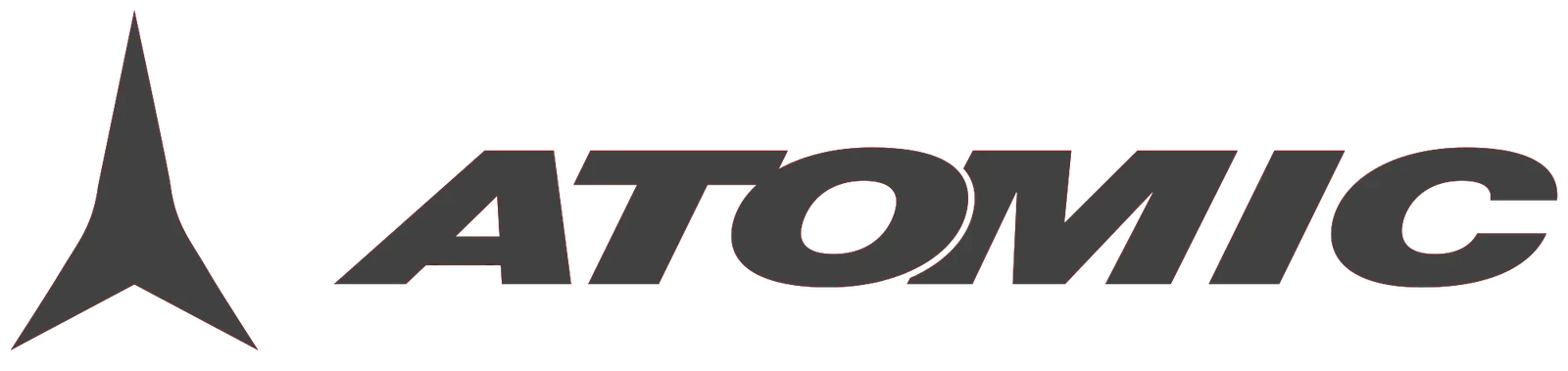 Logo of "Atomic" with bold, black lettering and a stylized triangular symbol on the left, conveying a sleek and modern tone.