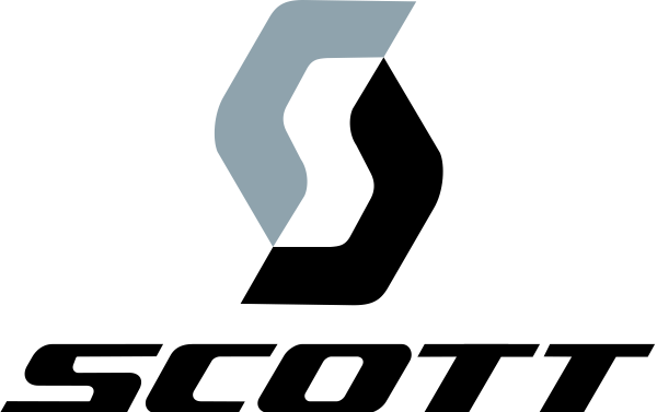 Stylized arrow symbol in light blue points diagonally upwards. Bold black text reads 'Scott' below the arrow, conveying a dynamic, modern feel.