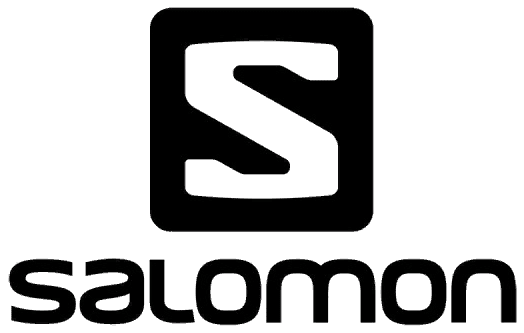 Black and white Salomon logo featuring a stylized "S" in a square above the brand name in lowercase letters. Simple, bold, and modern design.